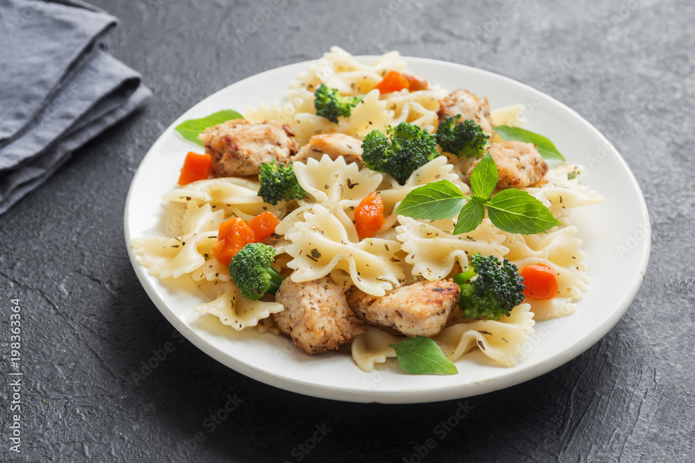 Farfalle pasta with chicken and vegetables Farfalle pasta with chicken and vegetables