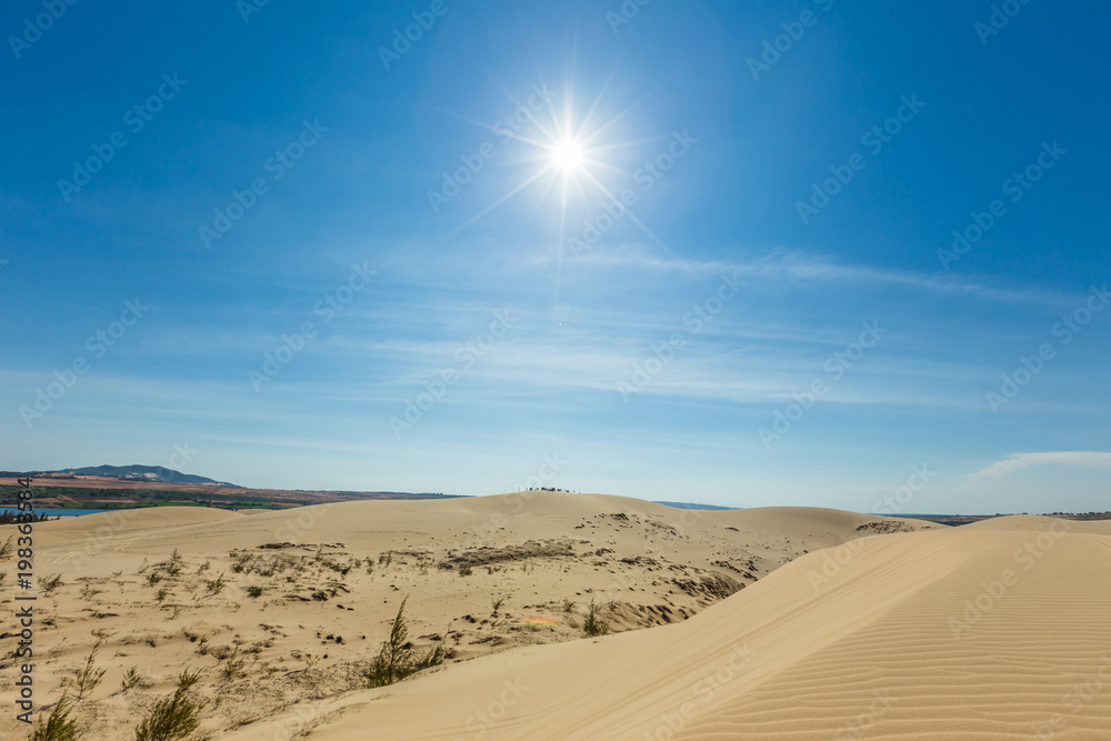 White sand dune in Mui Ne, Vietnam, Popular tourist attraction, Travel