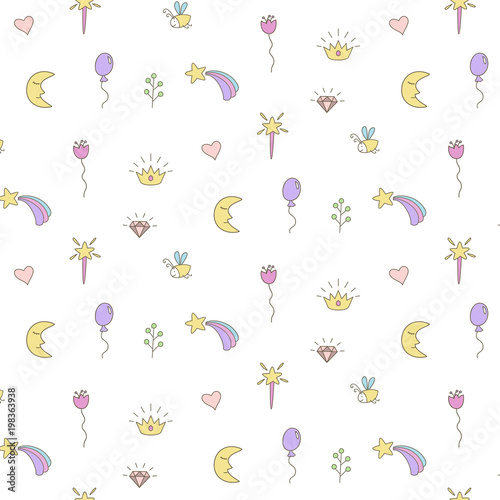 Cute seamless pattern on white background.
