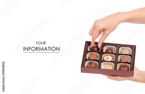 The box chocolate candies in hand pattern