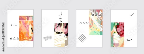 Set of artistic abstract universal card templates