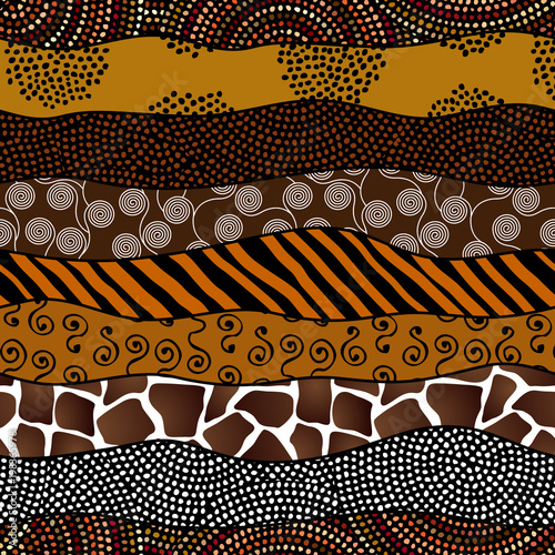 Fototapeta Ethnic boho seamless pattern in african style on black background