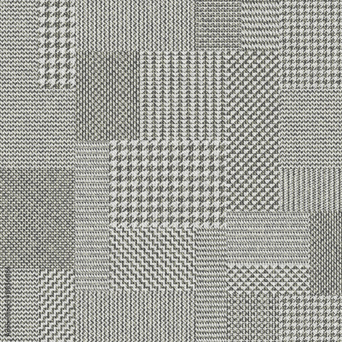 Seamless vector pattern. Patchwork of Classic Glen Plaid patterns. Imitation of a fabric texture. Vector image.