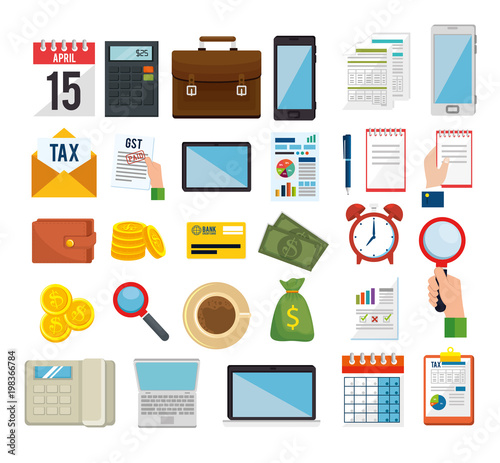 tax day time set icons