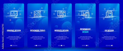 Graphic design, Designers tools, Website design, Responsive design, UX design Vertical Cards with strong metaphors.