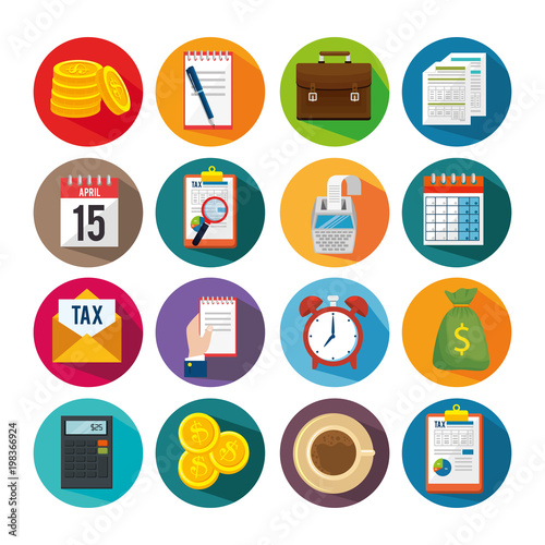 tax day time set icons