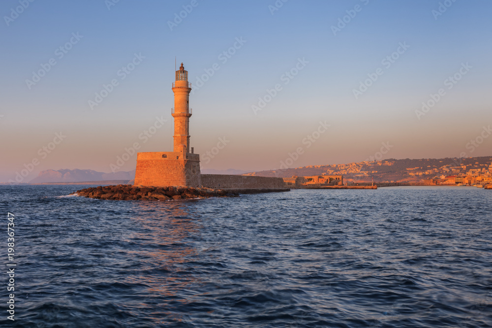 sunset in port of Chania, Crete