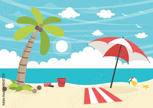 Vector Illustration Of Beach