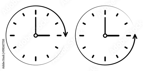 Sign icon the passage time counterclockwise, Vector clock, minute and hour hands. concept of clockwise, counter clockwisek