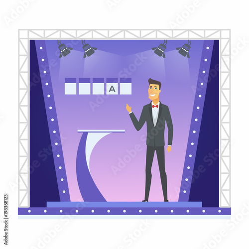 Wheel of fortune presenter - cartoon people character isolated illustration