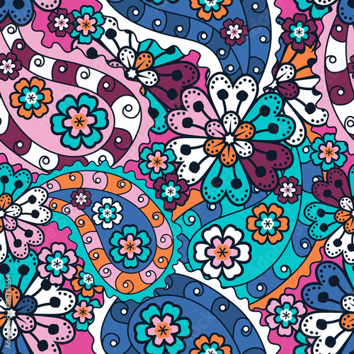 Seamless texture, endless pattern, tribal style ethnic elements paisley . Vector  traditional  ornament