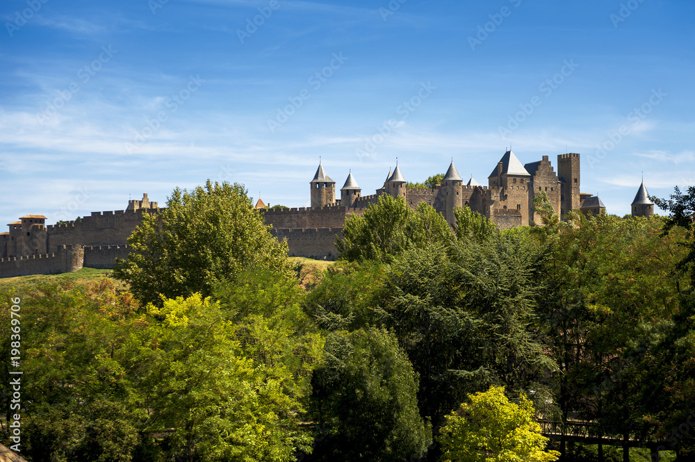 Carcassonne - a fortified French town in the Aude department, Region of Languedoc-Roussillon, France, Unesco site