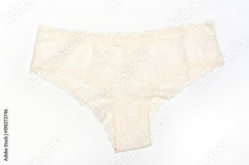 Beautiful female lace panties on white background