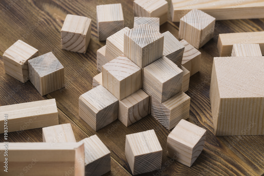 Wooden cubes on table Conceptual photo Wooden cubes on table Conceptual photo