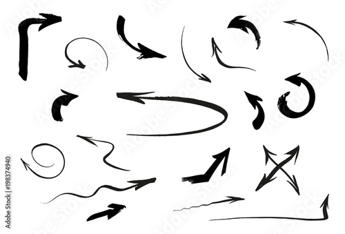 Arrow Set Vector Hand Brush Isolated Illustration