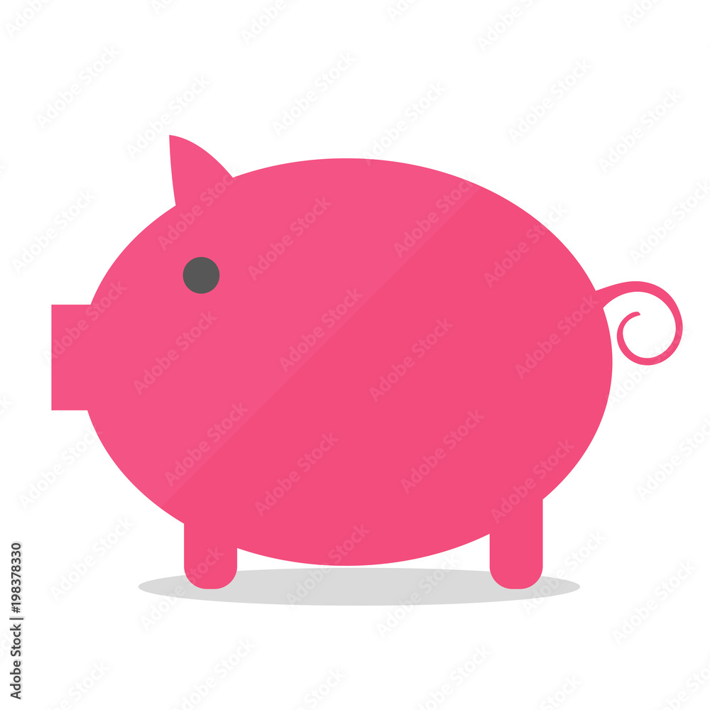 Pink cartoon pig in flat style isolated on white background Pink cartoon pig in flat style isolated on white background