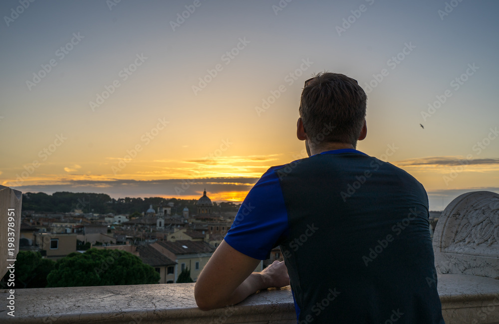 Man enjoying sunset in Rome