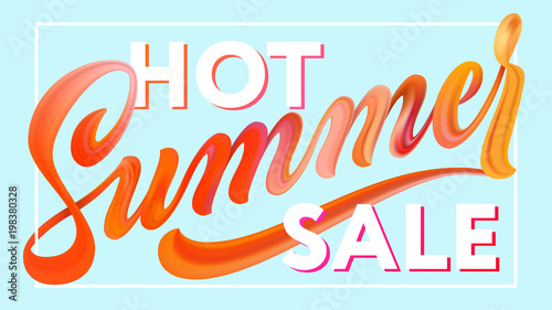 Summer sale lettering in frame. Hand drawn calligraphy brush pen text. Modern minimal gradient inscription. vector eps 10.