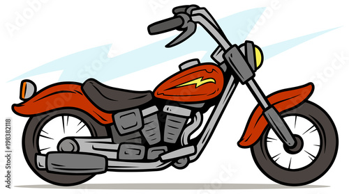 Cartoon retro red motorbike