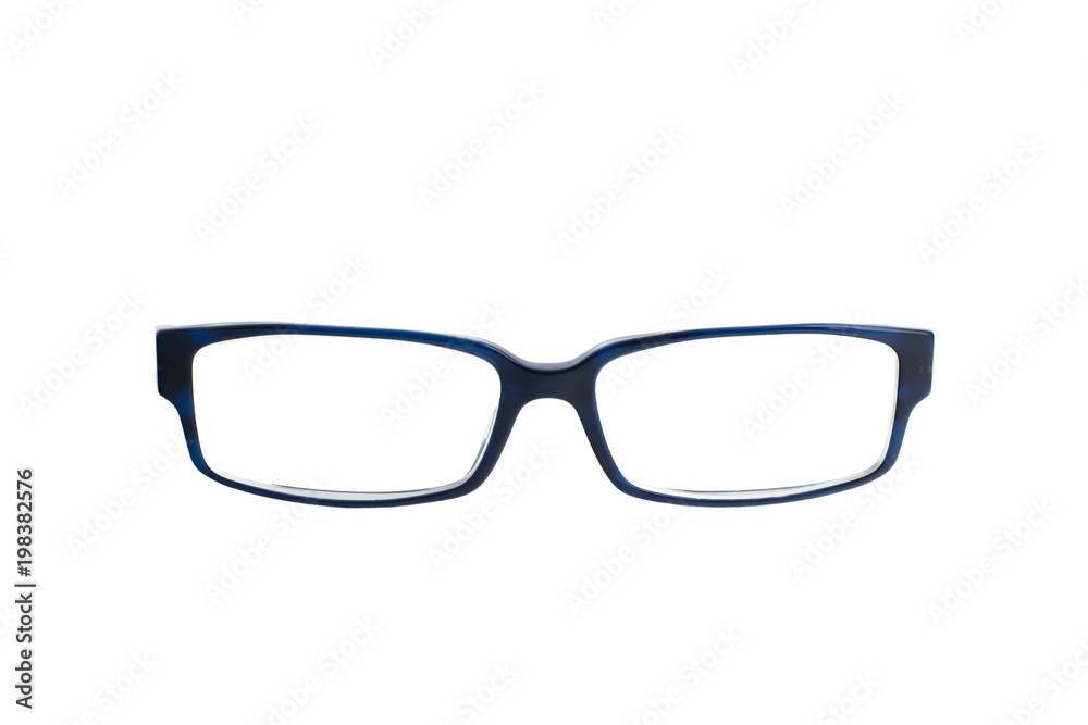 Fototapeta premium Stylish blue glasses with diopter lenses isolated on white background
