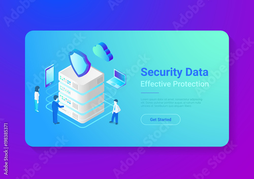 Security Data Protection Isometric Flat vector illustration