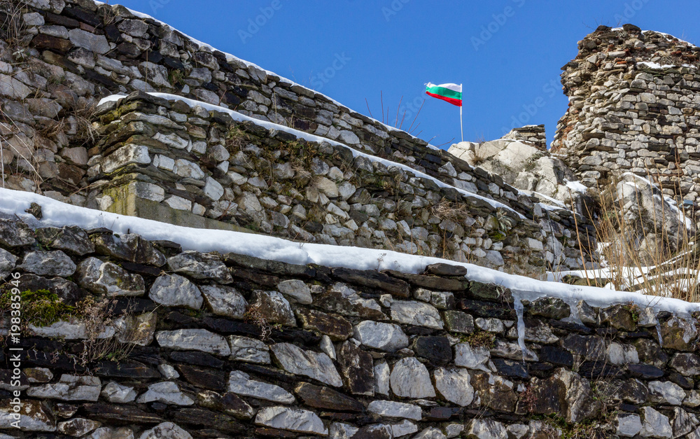 The stone masonry walls of Asen's Fortress (Asenova krepost) medieval
