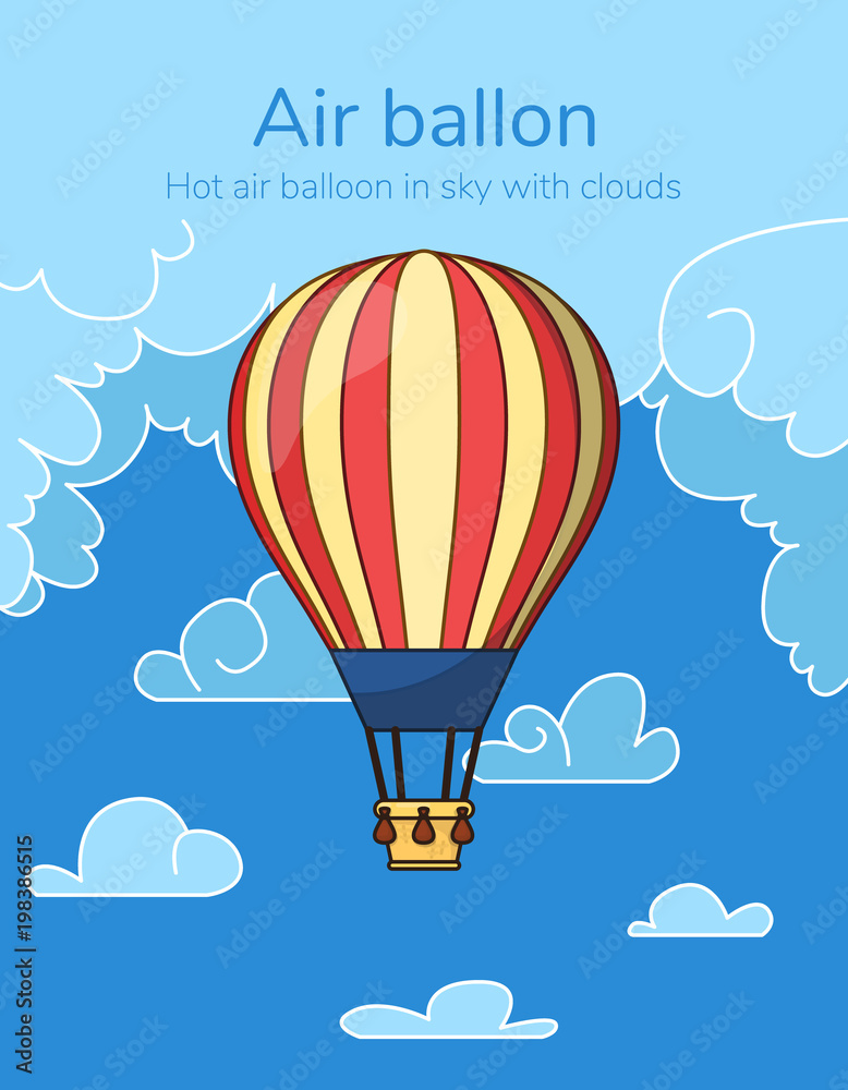 Fototapeta premium Flat hot air balloon