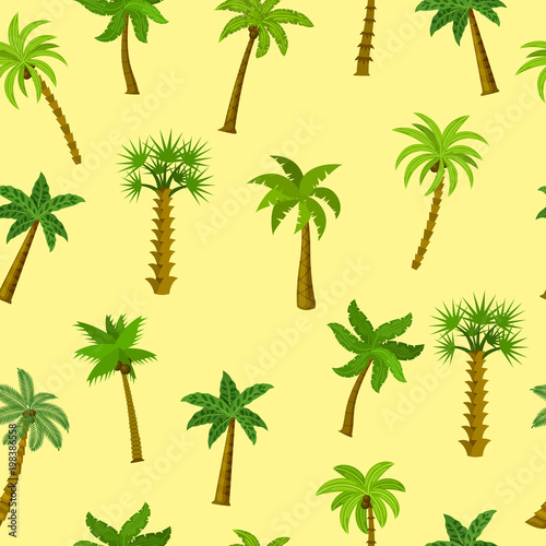 Summer palm tree seamless pattern for package design or wallpaper. Vector illustration