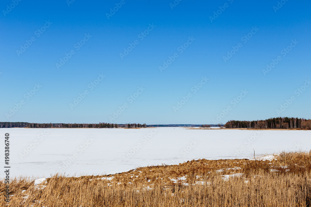 Winter landscape in sunny weather