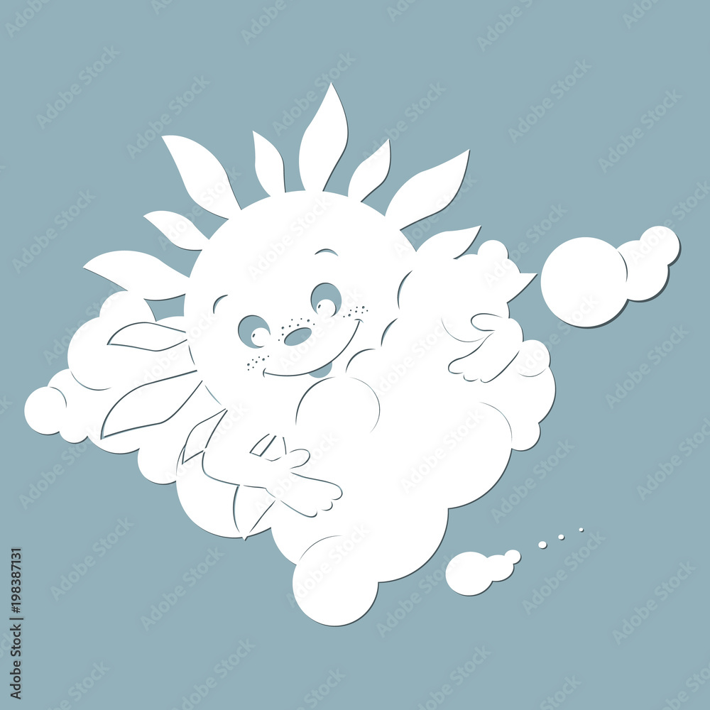 vector, laser-beam cutting, clouds, sun. Template Greeting card. laser cut vector, laser-beam cutting, clouds, sun. Template Greeting card. laser cut