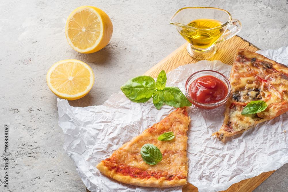 Two pieces of pizza with mushrooms and cheese Two pieces of pizza with mushrooms and cheese