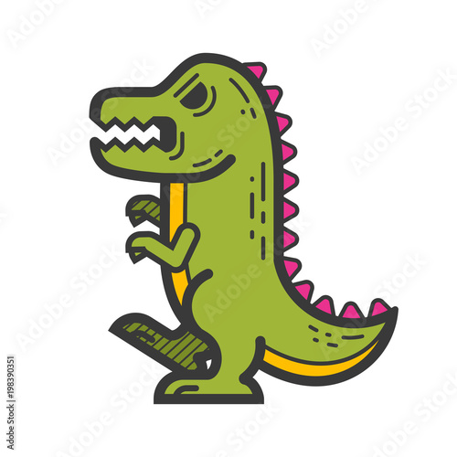 Graphic dinosaur. Vector clip art in flat simple style