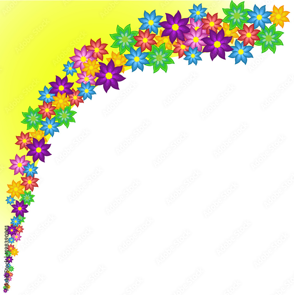 Wave of bright colored stylized flowers Wave of bright colored stylized flowers