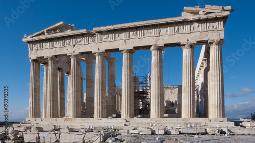 Amazing view of The Parthenon in the Acropolis of Athens, Attica, Greece