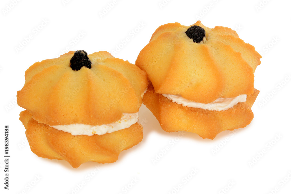 Sandwich cookies, round shape filled with vanilla cream Sandwich cookies, round shape filled with vanilla cream