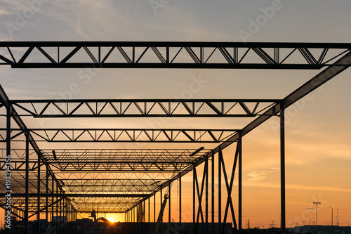 construction building sunset crane progress development structure engineering iron steel