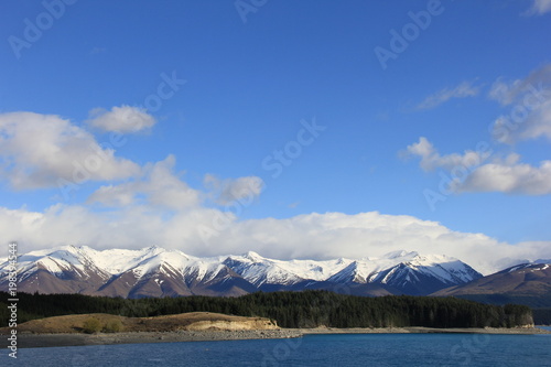 ニュージーランドの自然/プカキ湖南岸から見た風景(ニュージーランド)