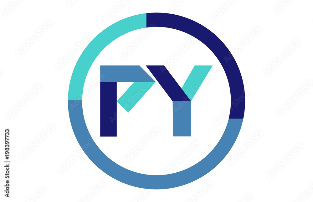 PY Global Blue Ribbon letter Logo PY Global Blue Ribbon letter Logo