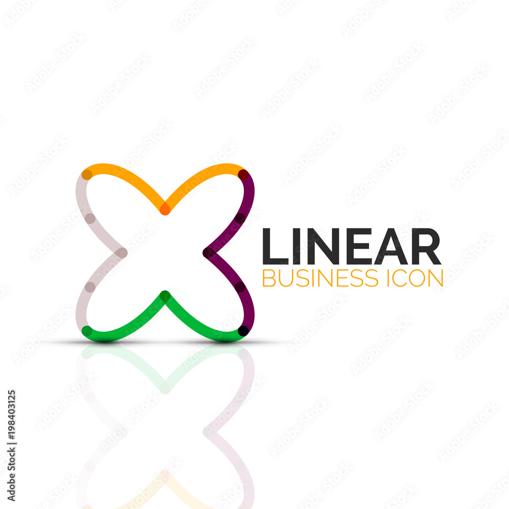 Abstract flower or star, linear thin line icon. Minimalistic business geometric shape symbol created with line segments Abstract flower or star, linear thin line icon. Minimalistic business geometric shape symbol created with line segments