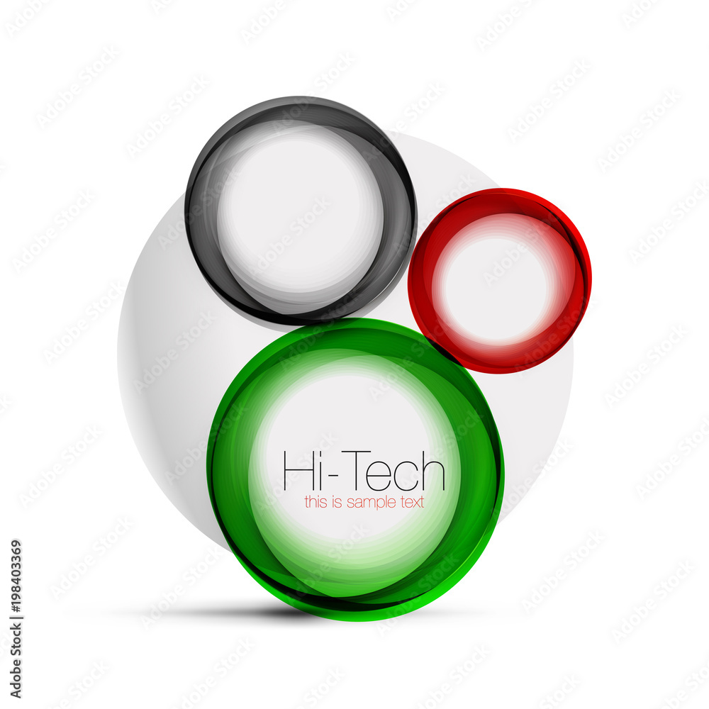 Circle web layout - digital techno spheres - web banner, button or icon with text. Glossy swirl color abstract circle design, hi-tech futuristic symbol with color rings and grey metallic element Circle web layout - digital techno spheres - web banner, button or icon with text. Glossy swirl color abstract circle design, hi-tech futuristic symbol with color rings and grey metallic element