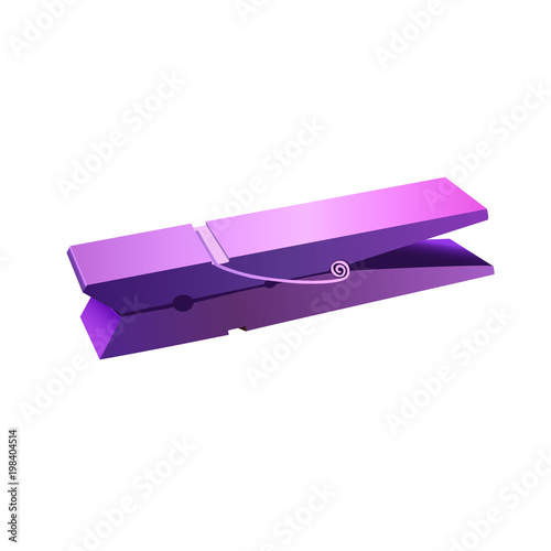Household objects pink Clothespin. Isolated vector illustration on white background.