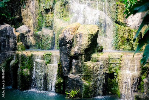 Waterfall in the garden,garden simulate natural place.