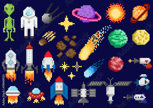 Fototapeta Naklejka Na Ścianę i Meble -  Space ships, planets, satellites