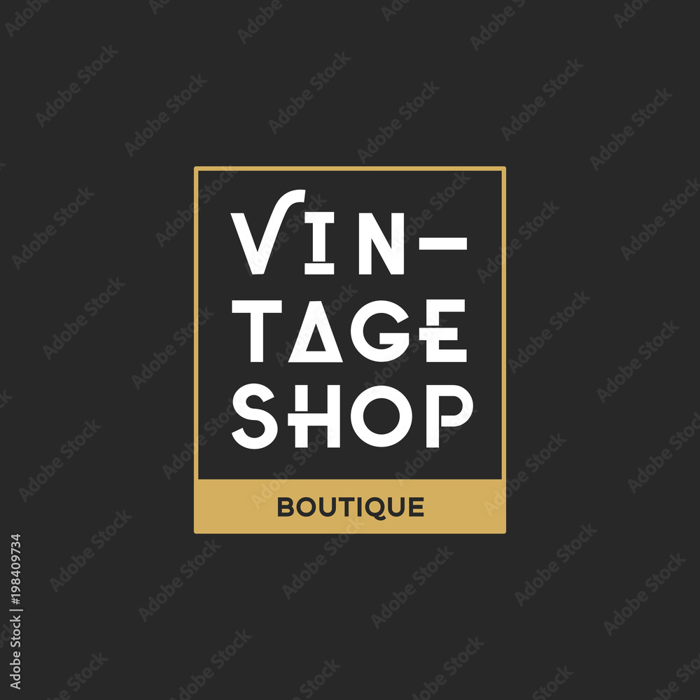 Illustration of boutique shop logo stamp banner