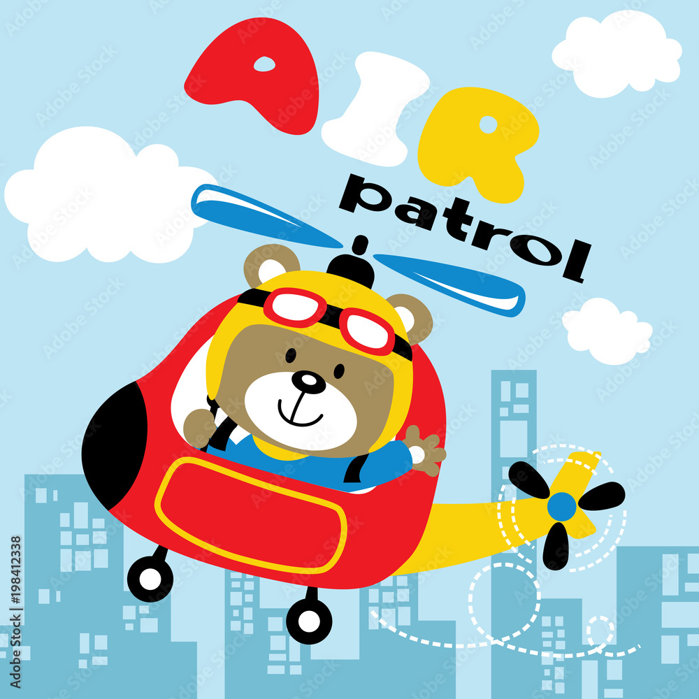 Helicopter cartoon with cute pilot. Eps 10 Stock Vector | Adobe Stock