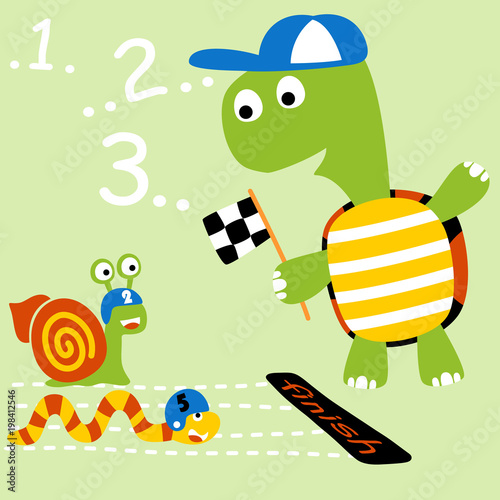 Turtle and friends cartoon. Eps 10