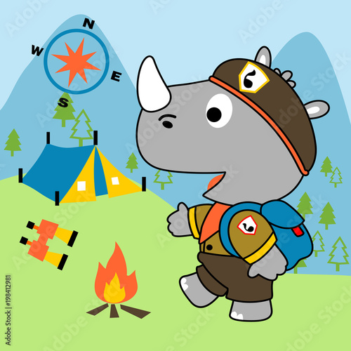 Rhino cartoon the boy scout. Eps 10