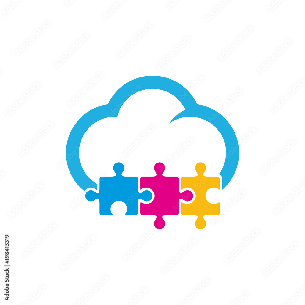 Puzzle Cloud Logo Icon Design Puzzle Cloud Logo Icon Design