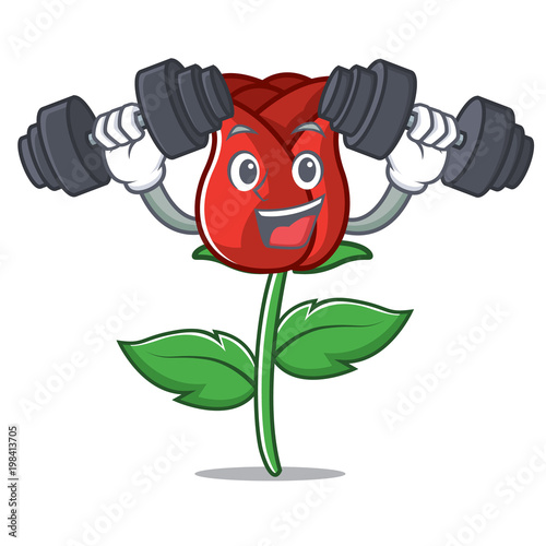 Fitness red rose character cartoon