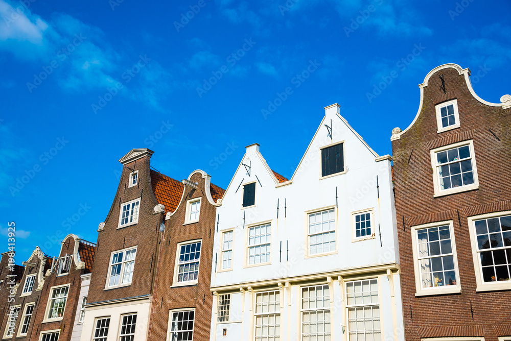 Famous facades of the beguinage in Amsterdam